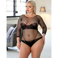 Priliehavé sieťované body XL-XXXL erotická bielizeň bodystocking plus size - 74142600 - 2