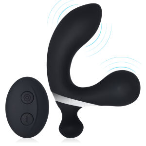 Vibrujúci čierny masér prostaty s výstupkom 11 programov + diaľkový ovládač - 76085600