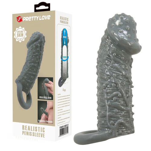 Stimulačný návlek na penis s výčnelkami a páskou na semenníky - 79707962