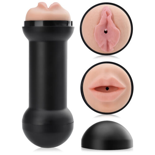 OBOUSTRANNÝ MASTURBÁTOR V TUBĚ - VÁŠNIVÁ ÚSTA A VLHKÁ ŠTĚRBINKA  - 77765112