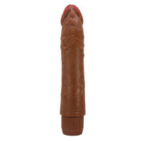 Hnedý realistický vibrátor s plynulou vibráciou 24 cm - 70444247 - 2