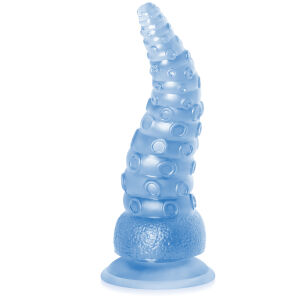 Ohybný textúrovaný modrý dildo 21 cm v tvare chápadla - 76849946