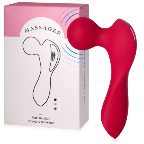Červený mini masážer pre ženy wand 10 možností vibrácií - 78493416