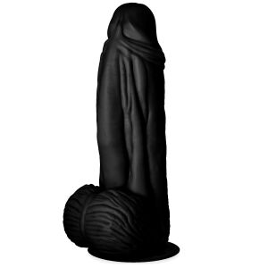 Mocné čierne žilnaté dildo realistický penis 7 cm v priemere - 74302835