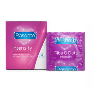 Pasante Intensity kondómy s prúžkami a výstupkami 3 ks - 70330629