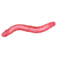 Ružové dvojité realistické dildo s ohybnou kostrou 38 cm - 76919397 - 5