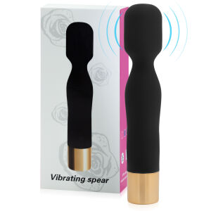 Čierny mini wand masážer 10 funkcií vodeodolný 14,5 cm - 73657780