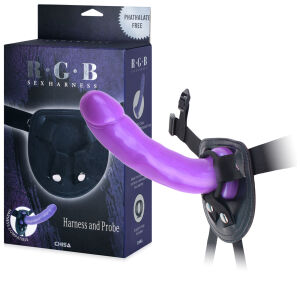 Strap-on s fialovým realistickým dildom 17 cm BDSM LGBT - 71242178
