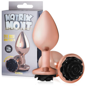 Zmyslový análny kolík s čiernou ružou Evil Rose 9 cm - 79251909
