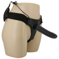 Čierny pripínací strap-on pás s vibrátorom 16 cm + ovládač - 70043295 - 8
