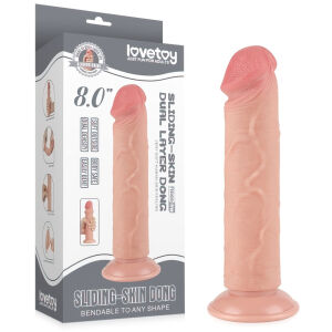 Dildo 20 cm superrealistický penis s posuvnou kožou - 79854647