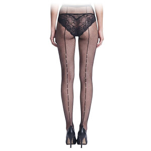 Elegantné sieťované pančuchy s ozdobnými kryštálmi - 72005351