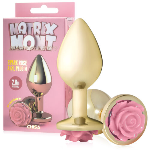 Elegantný análny kolík Spark Rose s ružovou ružou 9 cm - 72583373