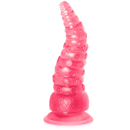 Ohybný textúrovaný ružový dildo 21 cm v tvare chápadla - 78016721