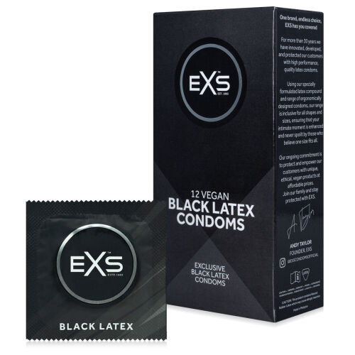 Prezervatívy z čierneho latexu EXS BLACK LATEX 12 ks - 78496749