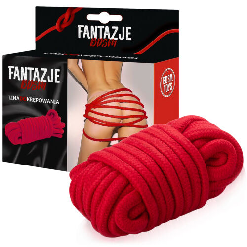 Odolné červené lano na viazanie BDSM 100% bavlna 5m - 76573174