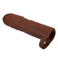 Hnedý realistický predlžovací návlek na penis + 7,6 cm - 73726611 - 2