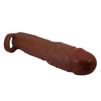 Hnedý realistický predlžovací návlek na penis + 7,6 cm - 73726611 - 4