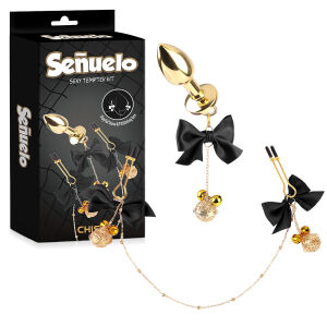 Análna sada + svorky na bradavky s čiernymi stužkami - 77956562