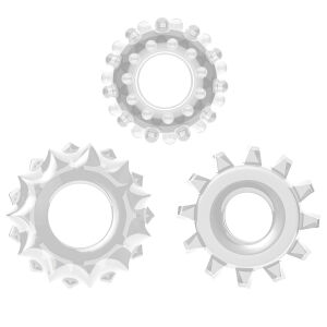 Súprava priehľadných erekčných krúžkov 3x cock ring - 77592263