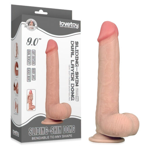 Superrealistické dildo 23 cm penis s pohyblivou kožou - 71377717
