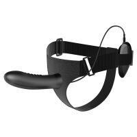 Čierny pásový strap-on s vibrujúcim penisom 18,5 cm pegging - 78192200 - 5