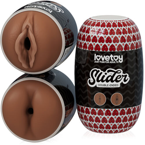 Obojstranný masturbátor pre mužov hnedá vagína a anus - 76260979