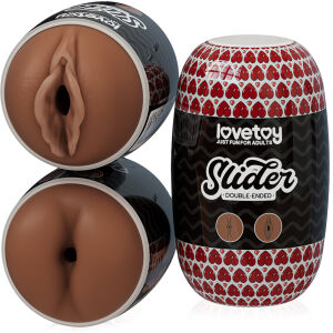 Obojstranný masturbátor pre mužov hnedá vagína a anus - 76260979