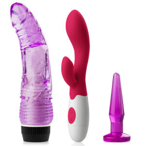 Súprava Pre Ženy: Silikónový Vibrátor, Vibračné Dildo, Análny Plug - 74242515