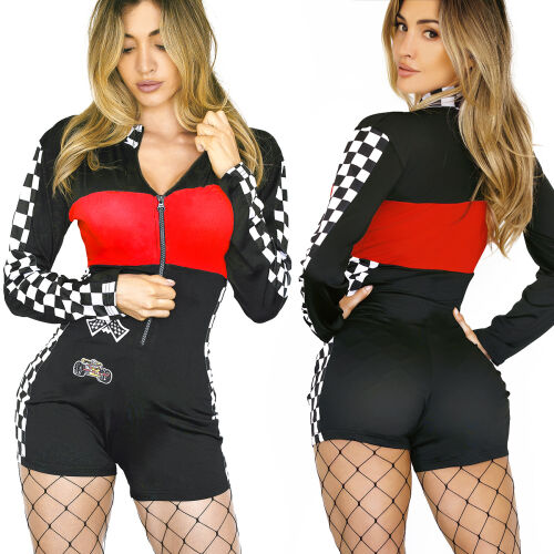 Zmyselný erotický overal so šortkami a zipsom Racer Girl - 70496290