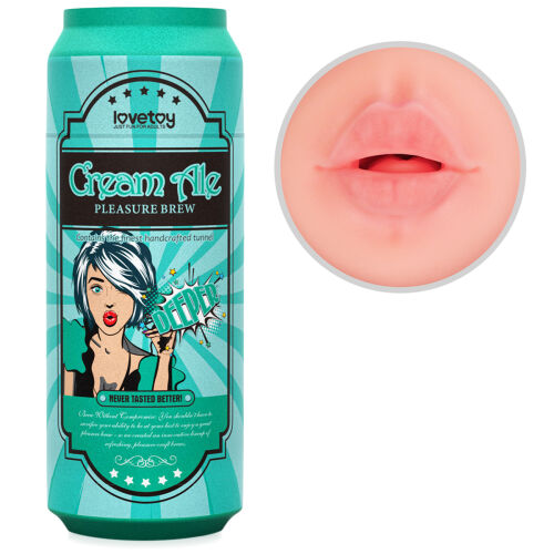 Mäkké realistické ústa a hlboké hrdlo v plechovke Cream Ale masturbátor - 78692141