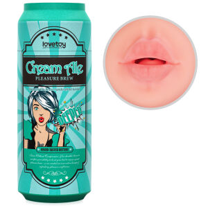 Mäkké realistické ústa a hlboké hrdlo v plechovke Cream Ale masturbátor - 78692141