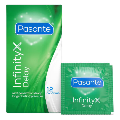 Pasante Infinity X Delay kondómy na oddialenie ejakulácie 12 ks - 79986046